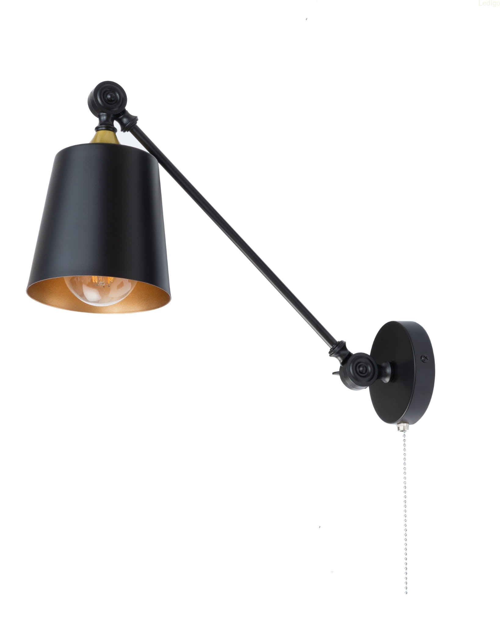 Kinkiet regulowany czarny metalowy LOFT łańcuszek
