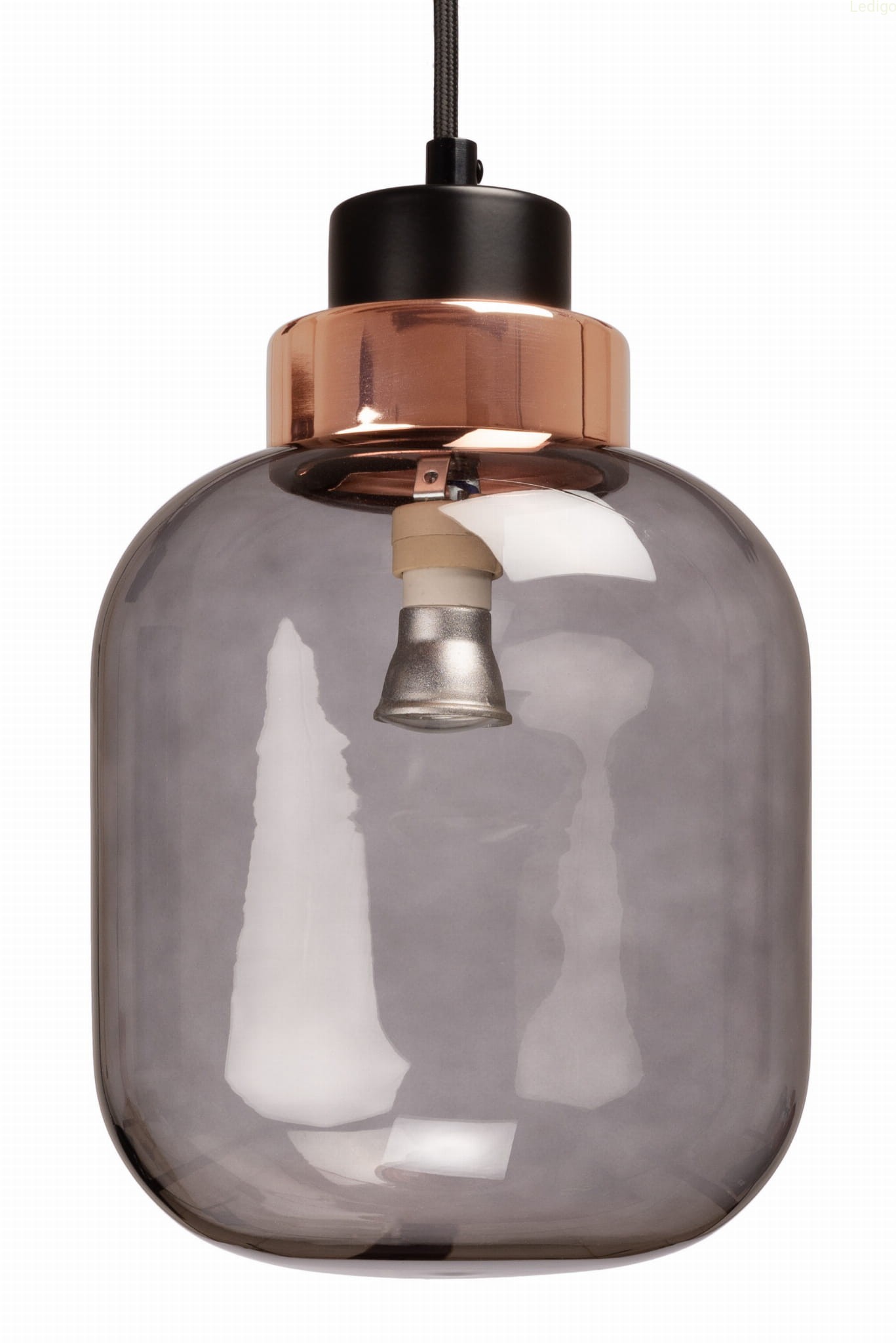 Lampa wisząca szklana grafitowa Frasco