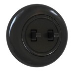 Włącznik podwójny schodowy z ramką czarny LOFT