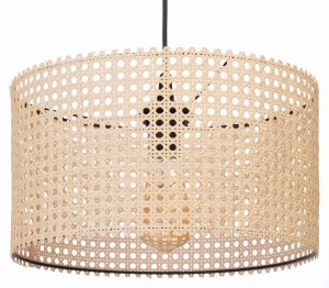 Lampa wisząca z abażurem walec rattan