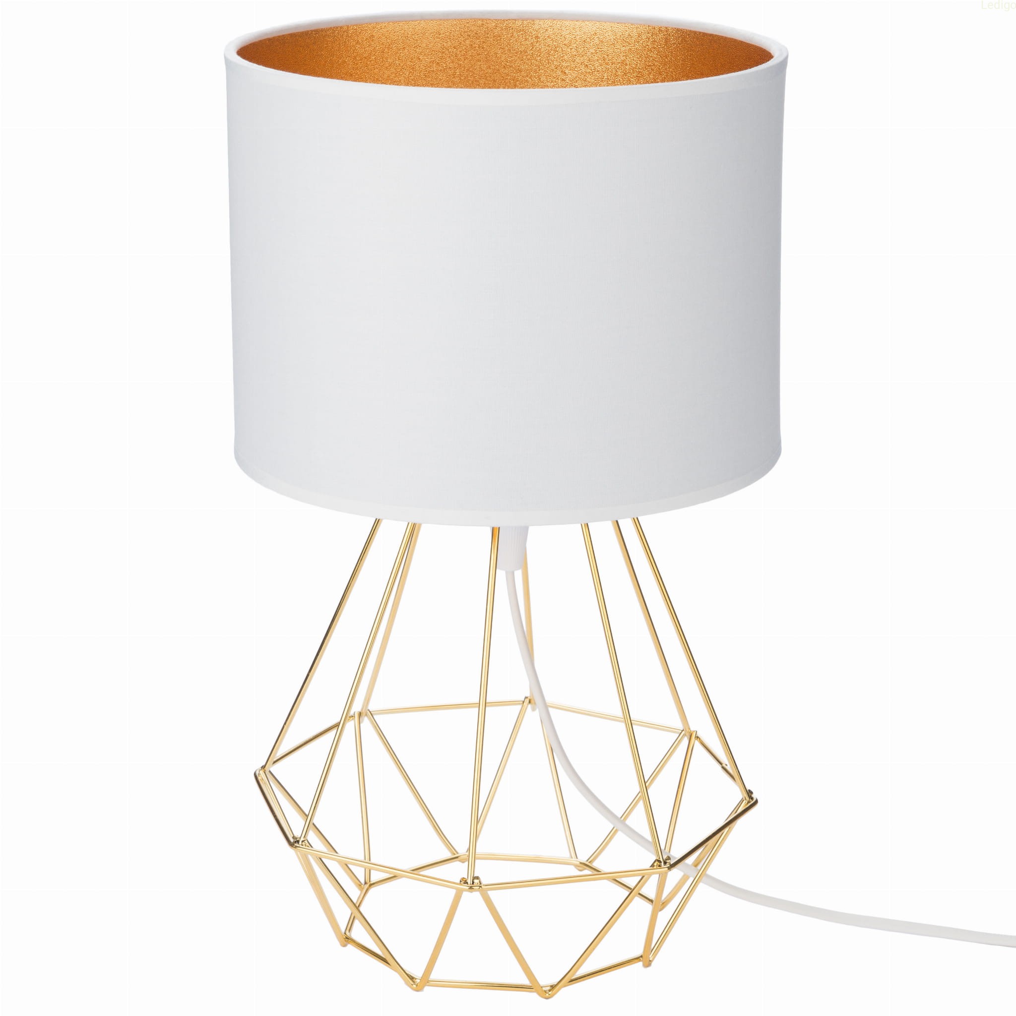 Lampka nocna złota biały abażur walec Oro