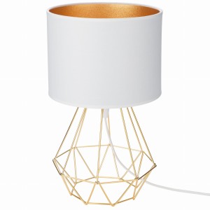 Lampka nocna złoty stelaż biały abażur Oro