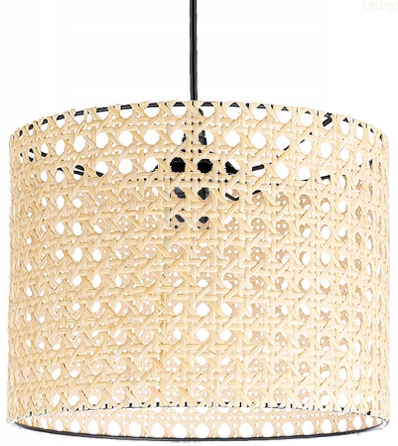 Lampa wisząca abażur rattanowy mały walec