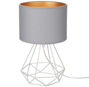 Lampka nocna biały stelaż szary abażur Oro