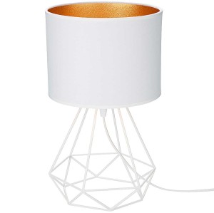 Lampka nocna biały stelaż biały abażur Oro