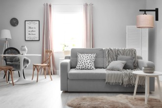 Kinkiet ścienny metalowy czarny abażur len