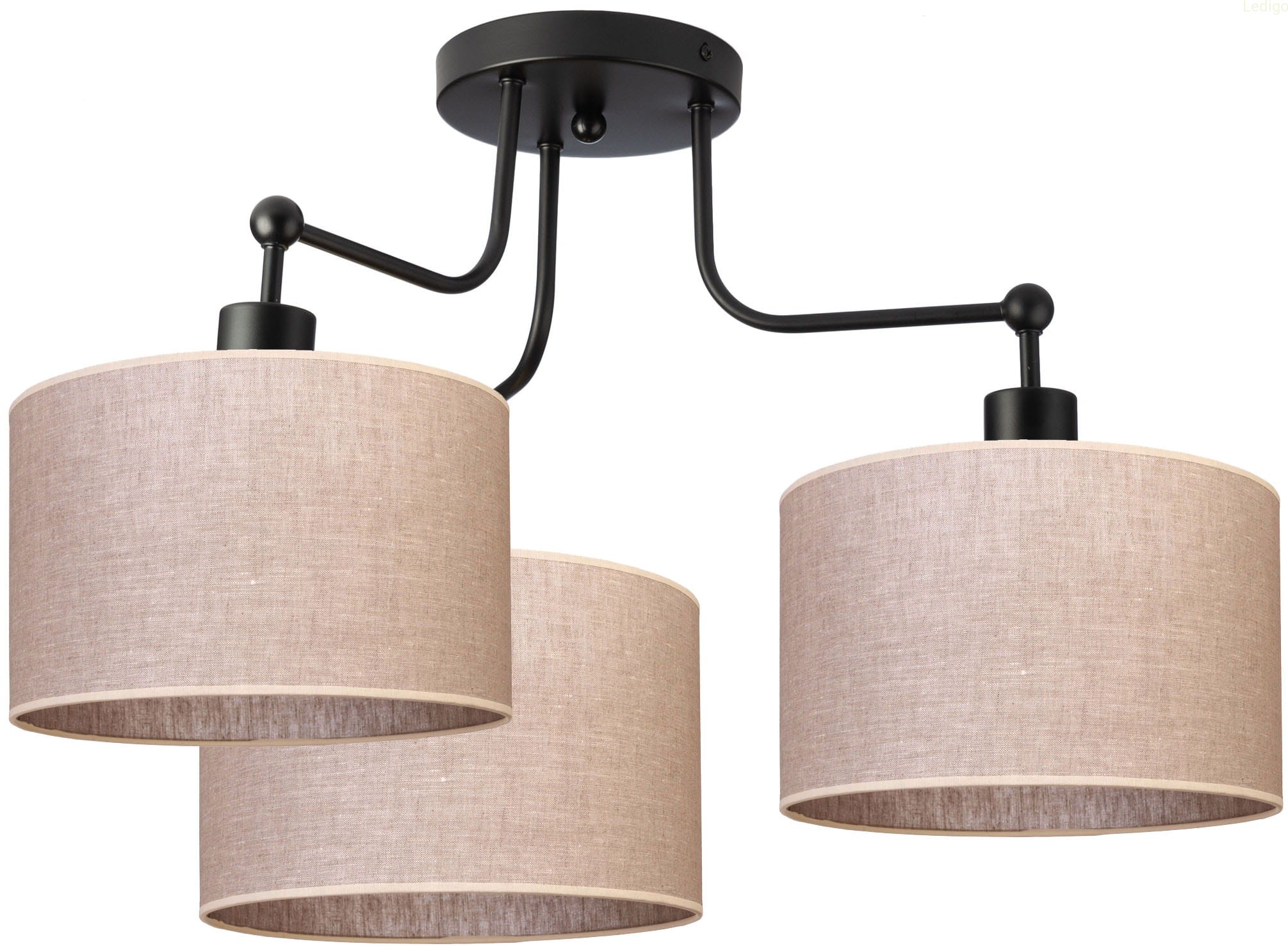 Lampa sufitowa żyrandol 3 abażury len natura