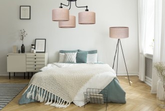 Lampa sufitowa żyrandol 3 abażury len natura