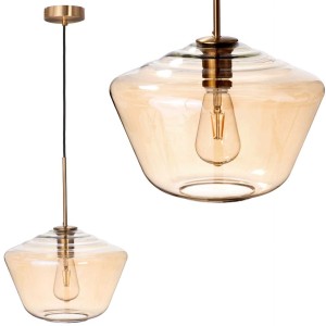 Lampa wisząca szklana bursztynowa PARIS duża