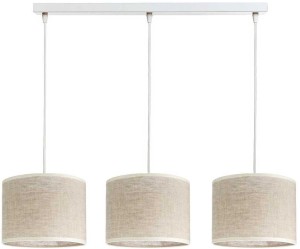 Lampa potrójna listwa biała abażur len naturalny