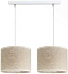 Lampa podwójna listwa biała abażur len naturalny