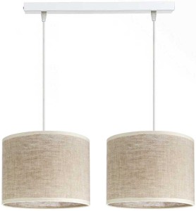 Lampa podwójna listwa biała abażur len naturalny