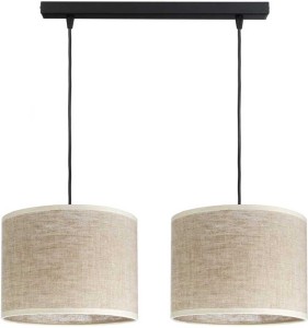 Lampa podwójna listwa czarna abażur len naturalny