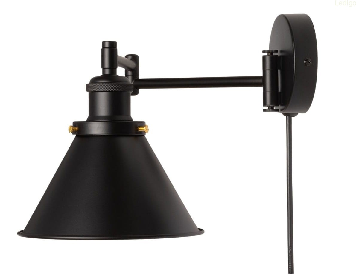 Kinkiet regulowany wysuwany z kablem Matt Black