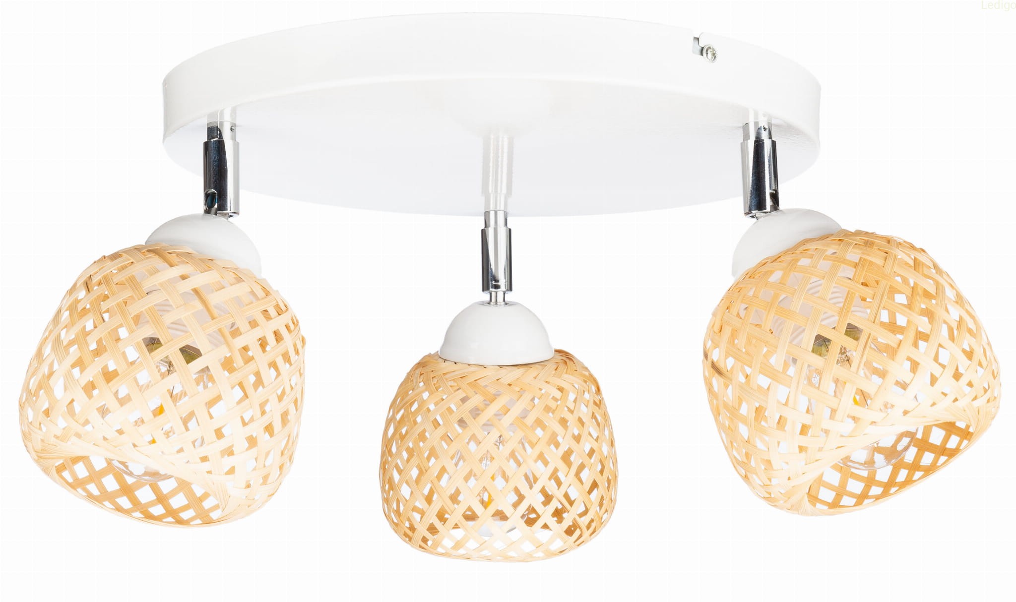Lampa sufitowa plafon potrójny klosz bambusowy