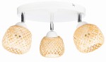 Lampa sufitowa biały plafon potrójny klosz bambusowy