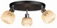 Lampa sufitowa czarny plafon potrójny klosz bambusowy