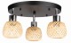 Lampa sufitowa czarny plafon potrójny klosz bambusowy