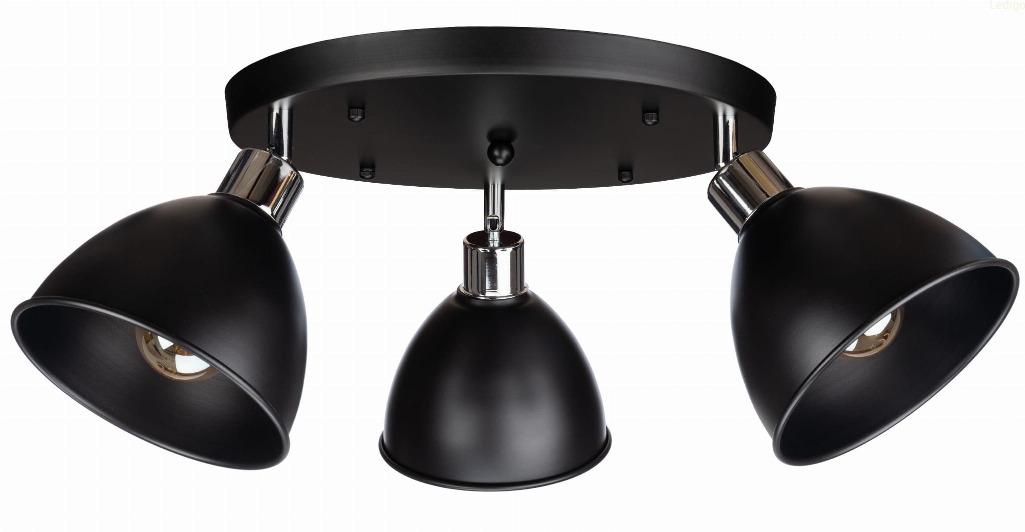 Lampa sufitowa czarny plafon potrójny okrągły stożek