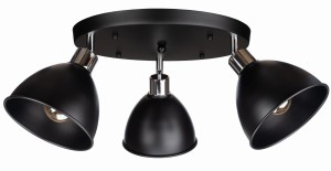 Lampa sufitowa czarny plafon potrójny okrągły stożek