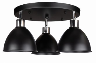 Lampa sufitowa czarny plafon potrójny okrągły stożek
