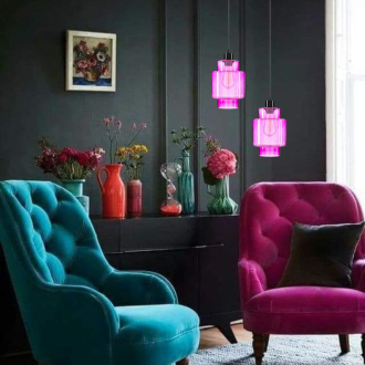 Lampa wisząca szklana różowa nowoczesna EP017