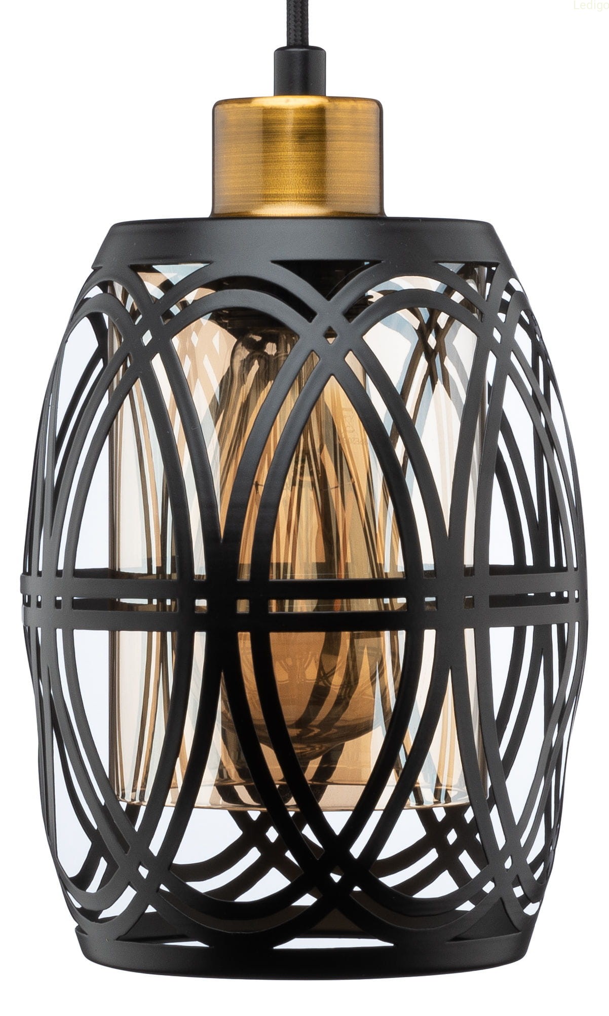 Lampa wisząca witrażowa WSP010A1 czarna metalowa