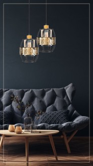 Lampa wisząca witrażowa czarna metalowa WSP03A1 