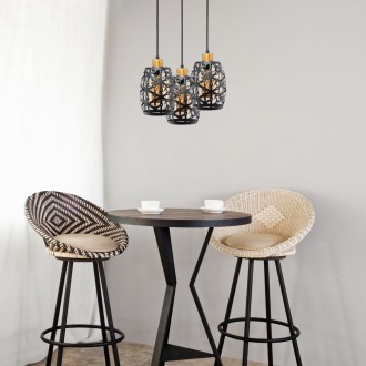 Lampa wisząca plafon witrażowa czarna metalowa WSP09A3