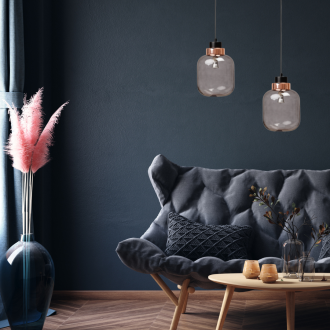 Lampa wisząca szklana grafitowa Frasco