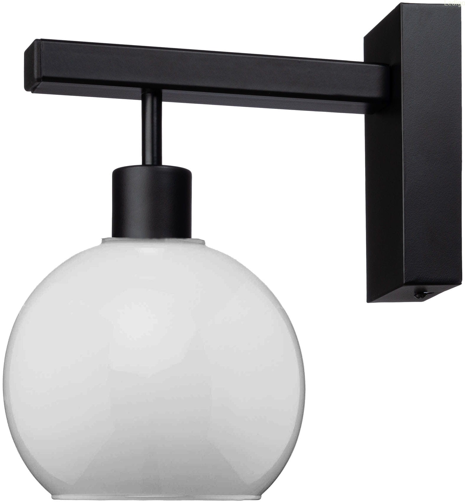 Kinkiet ścienny metalowy czarny klosz Venus Milky