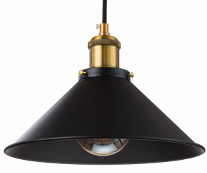 Lampa wisząca metalowy czarny klosz stożek