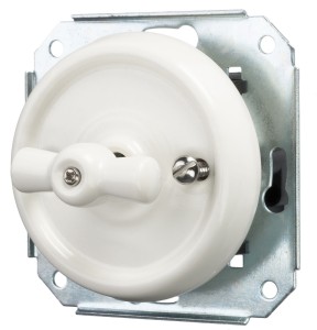 Włącznik podtynkowy ceramiczny schodowy obrotowy do ramki biały 