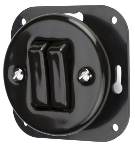 Włącznik podtynkowy ceramiczny schodowy podwójny do ramki czarny