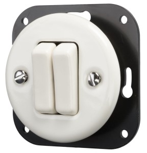 Włącznik podtynkowy ceramiczny schodowy podwójny do ramki biały