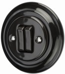 Włącznik podtynkowy ceramiczny świecznikowy schodowy podwójny czarny