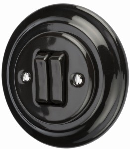 Włącznik podtynkowy ceramiczny świecznikowy schodowy podwójny czarny