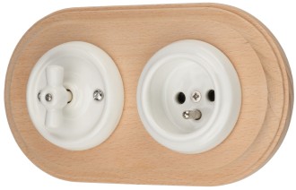 Ramka drewniana podwójna do gniazd i włączników podtynkowych