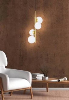 Lampa wisząca ring 4 klosze sufitowa mosiądz  Cordel 