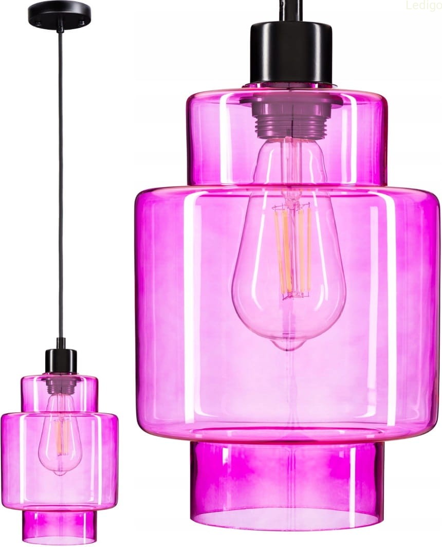 Lampa wisząca szklana różowa nowoczesna EP017 Ledigo