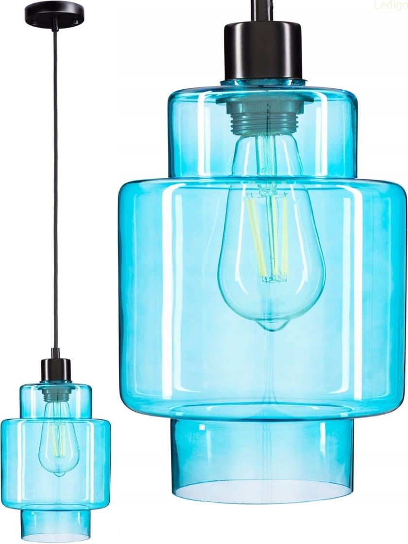 Lampa wisząca szklana niebieska nowoczesna EP017 Ledigo