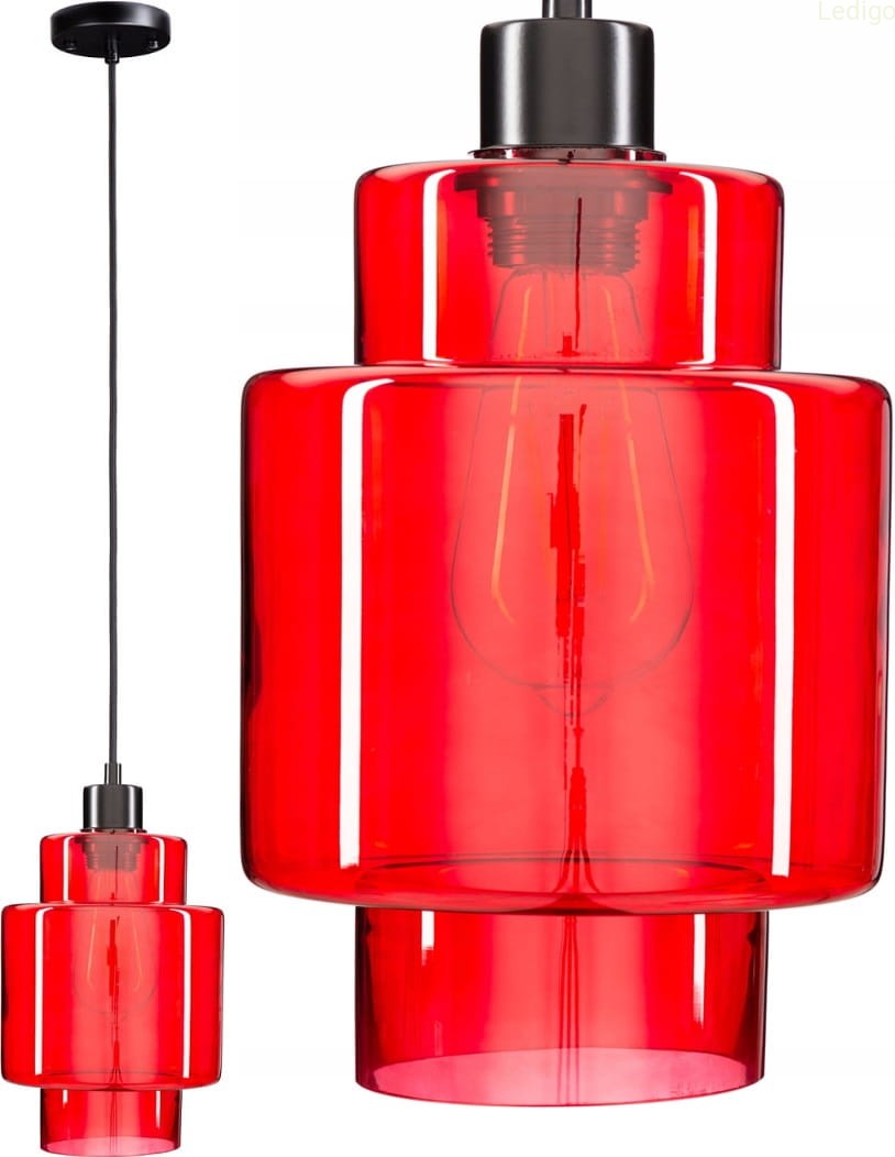 Lampa wisząca szklana czerwona nowoczesna EP017 Ledigo