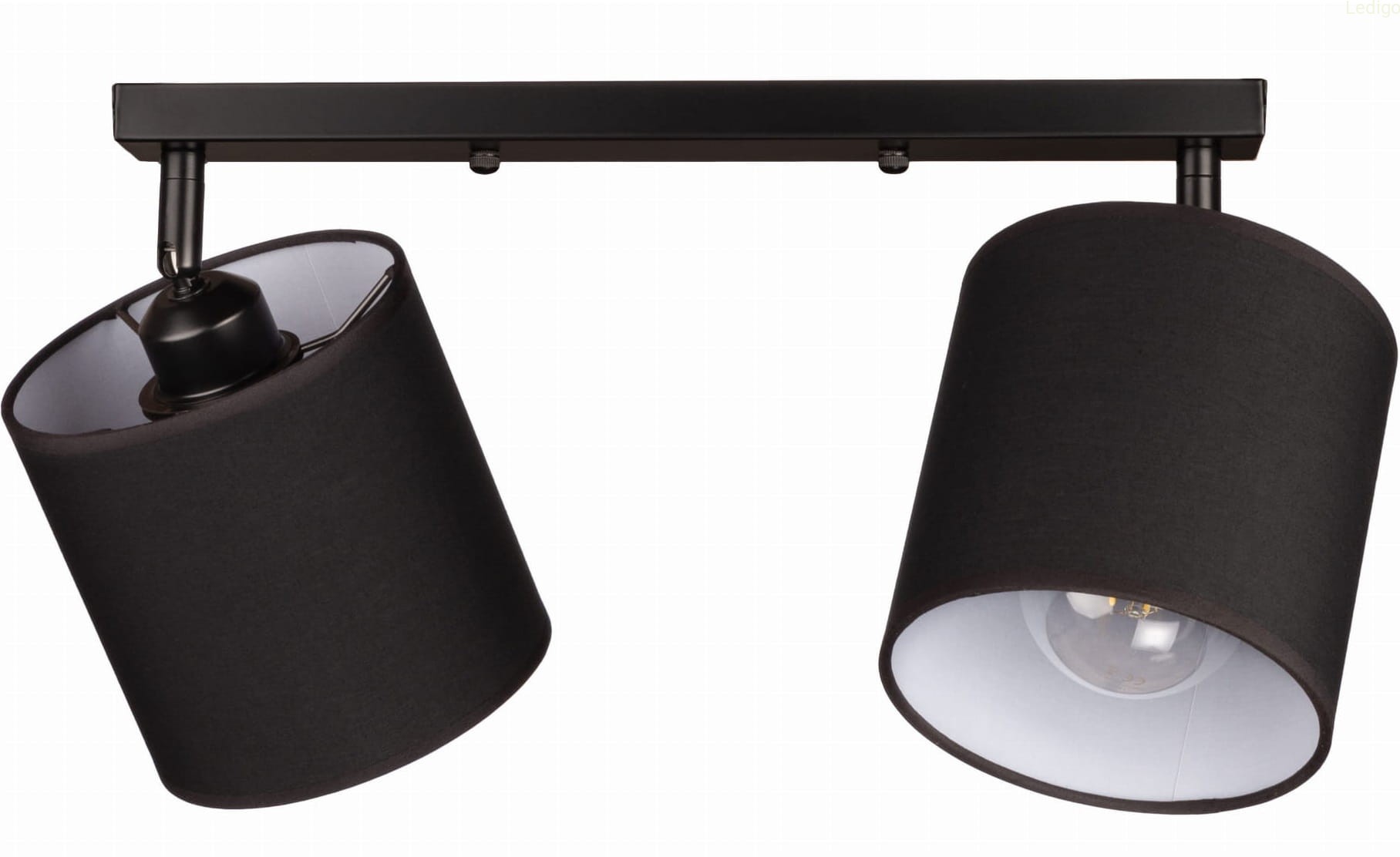 Lampa sufitowa listwa podwójna czarno biała, abażury tekstylne czarne + białe wewnątrz