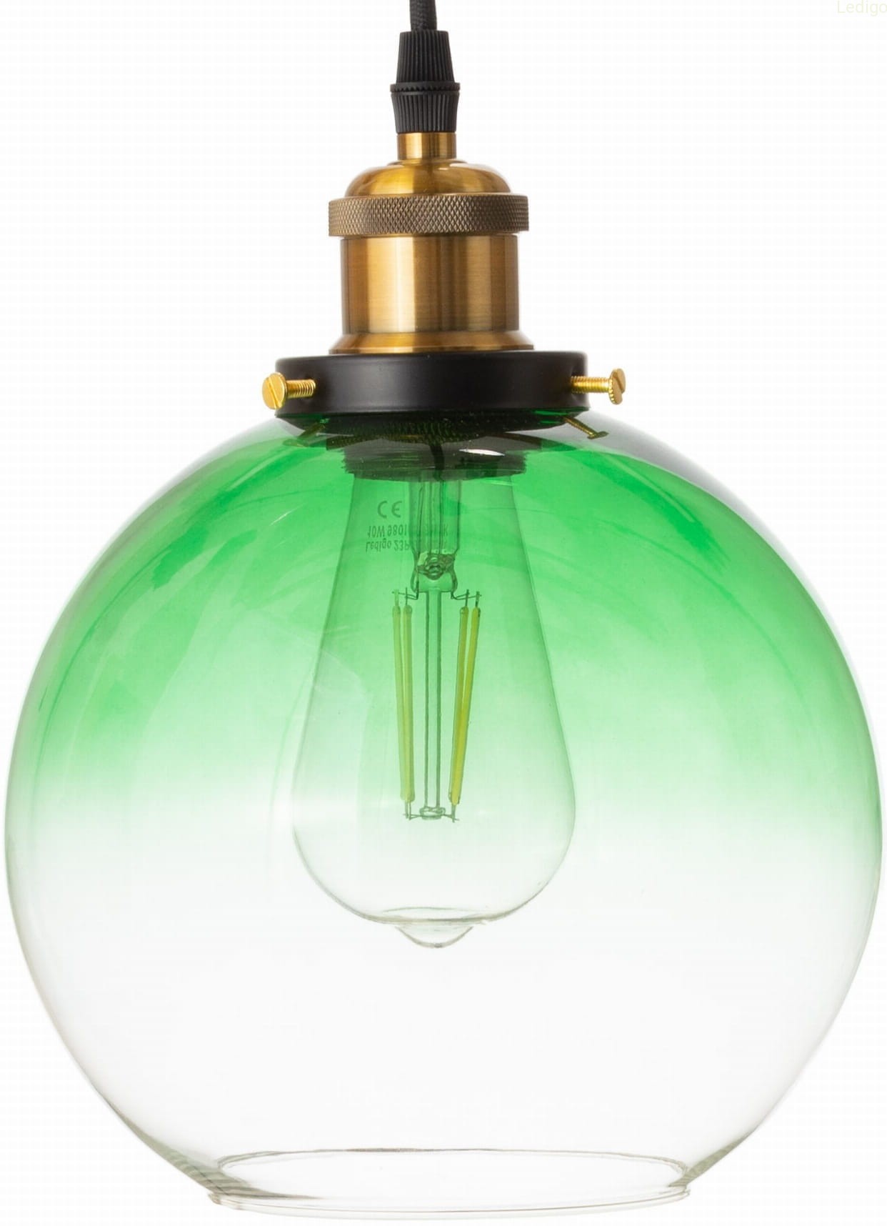 Lampa wisząca szklana kula lustrzana ombre zielona
