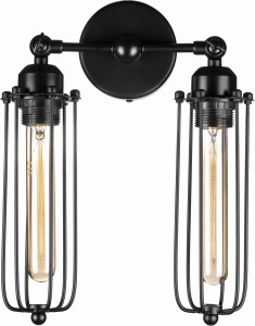 Kinkiet ścienny Rustic T30 czarny podwójny