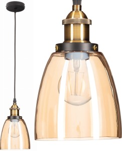 Lampa wisząca szklana kubełek bursztynowa amber