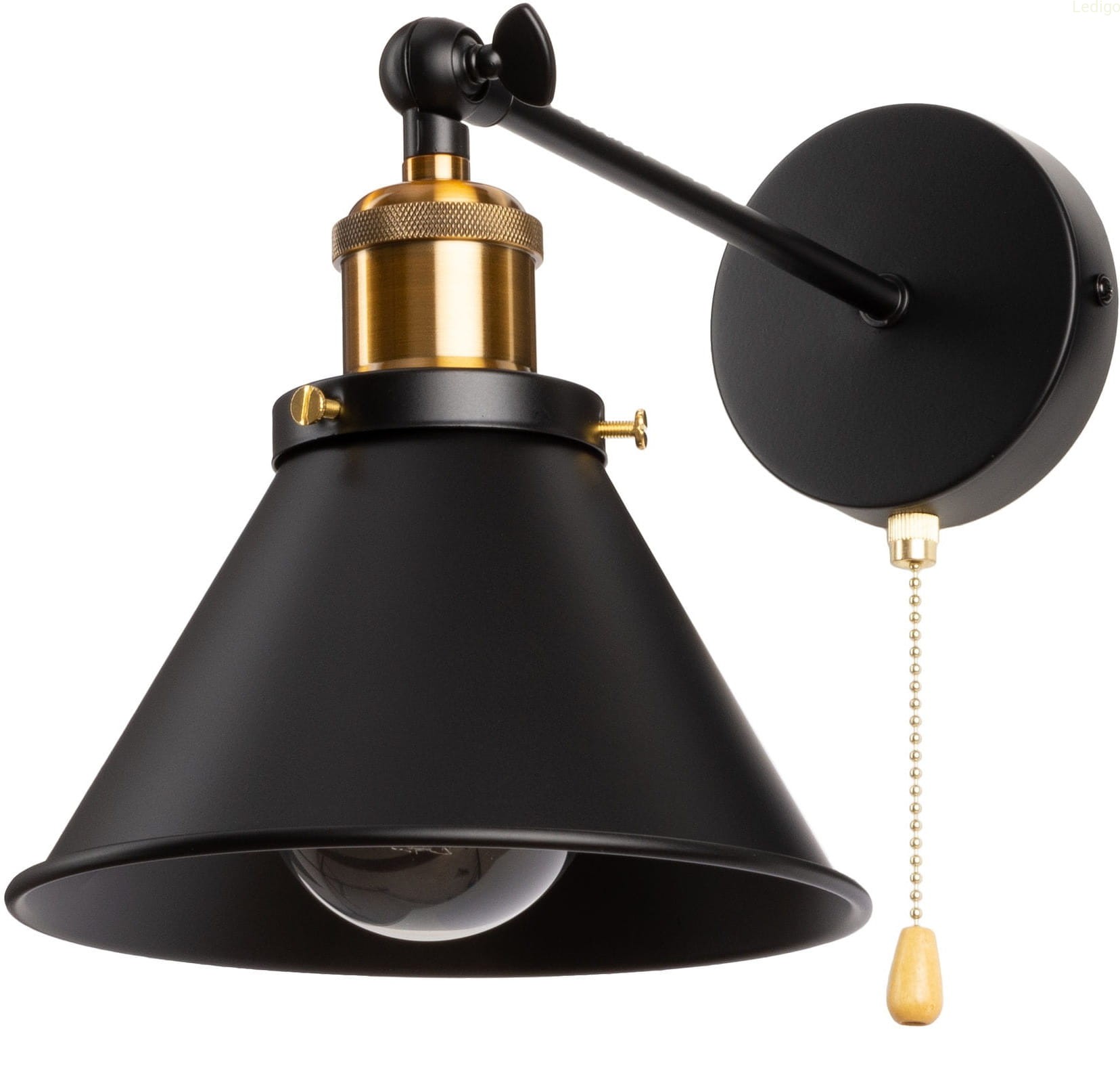 Kinkiet regulowany metalowy Edison z wyłącznikiem łańcuszek ANTIC BRASS