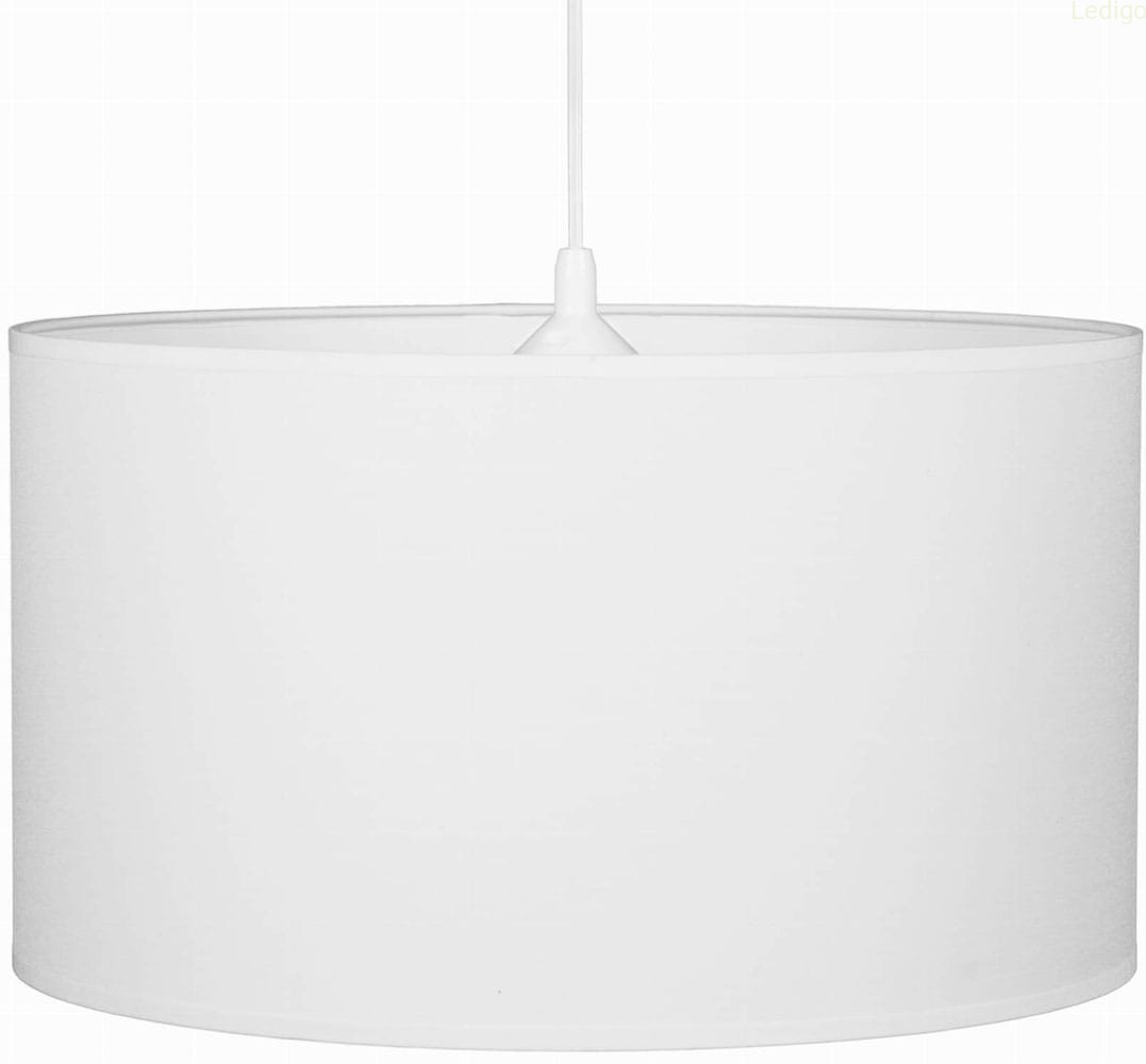 Biała lampa wisząca klasyczna 35cm z białym abażurem z materiału, Polska produkcja