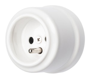 Gniazdo ceramiczne natynkowe z uziemieniem białe Ledigo