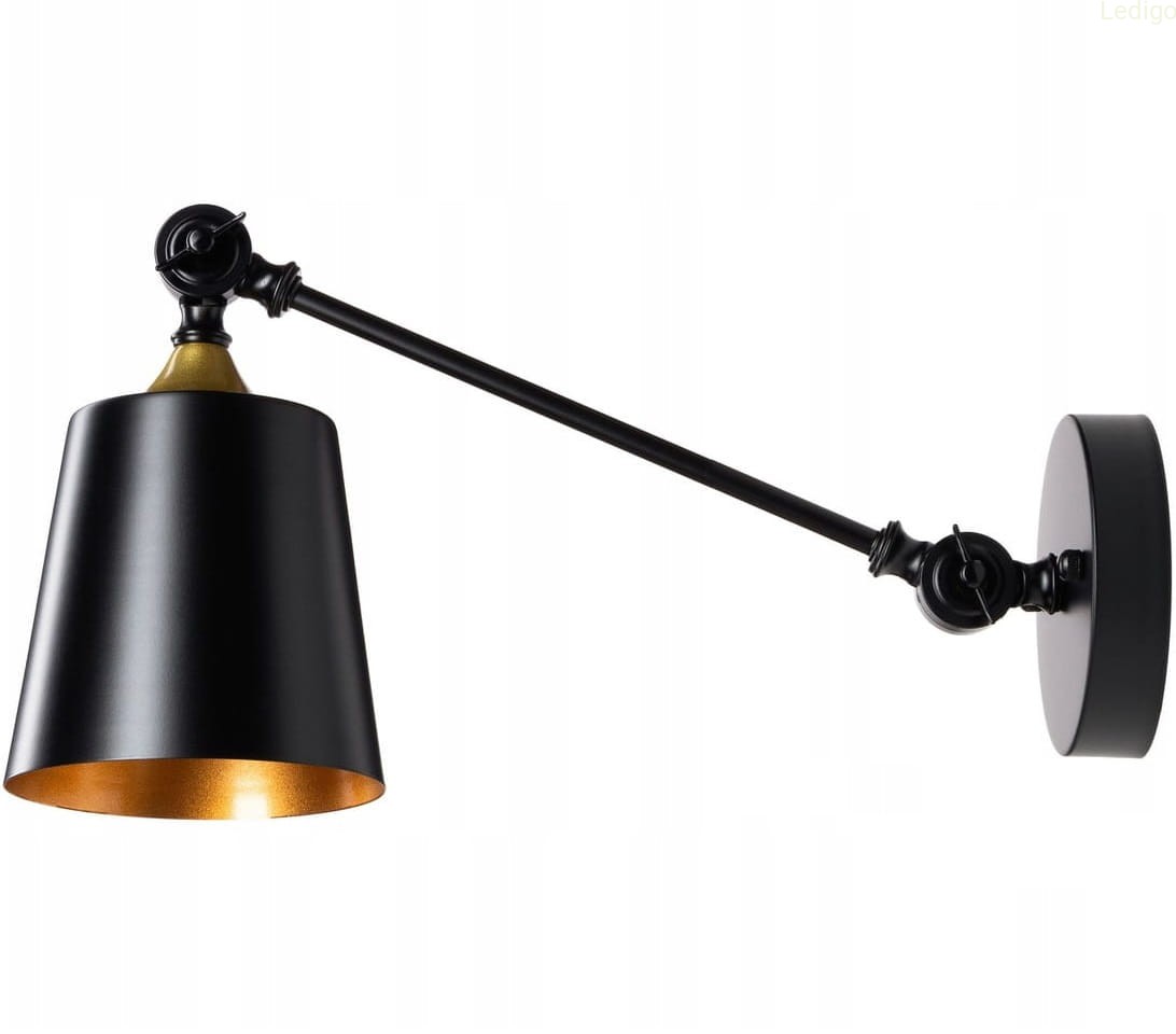 Kinkiet regulowany metalowy czarny złoty środek łamany metalowy LOFT
